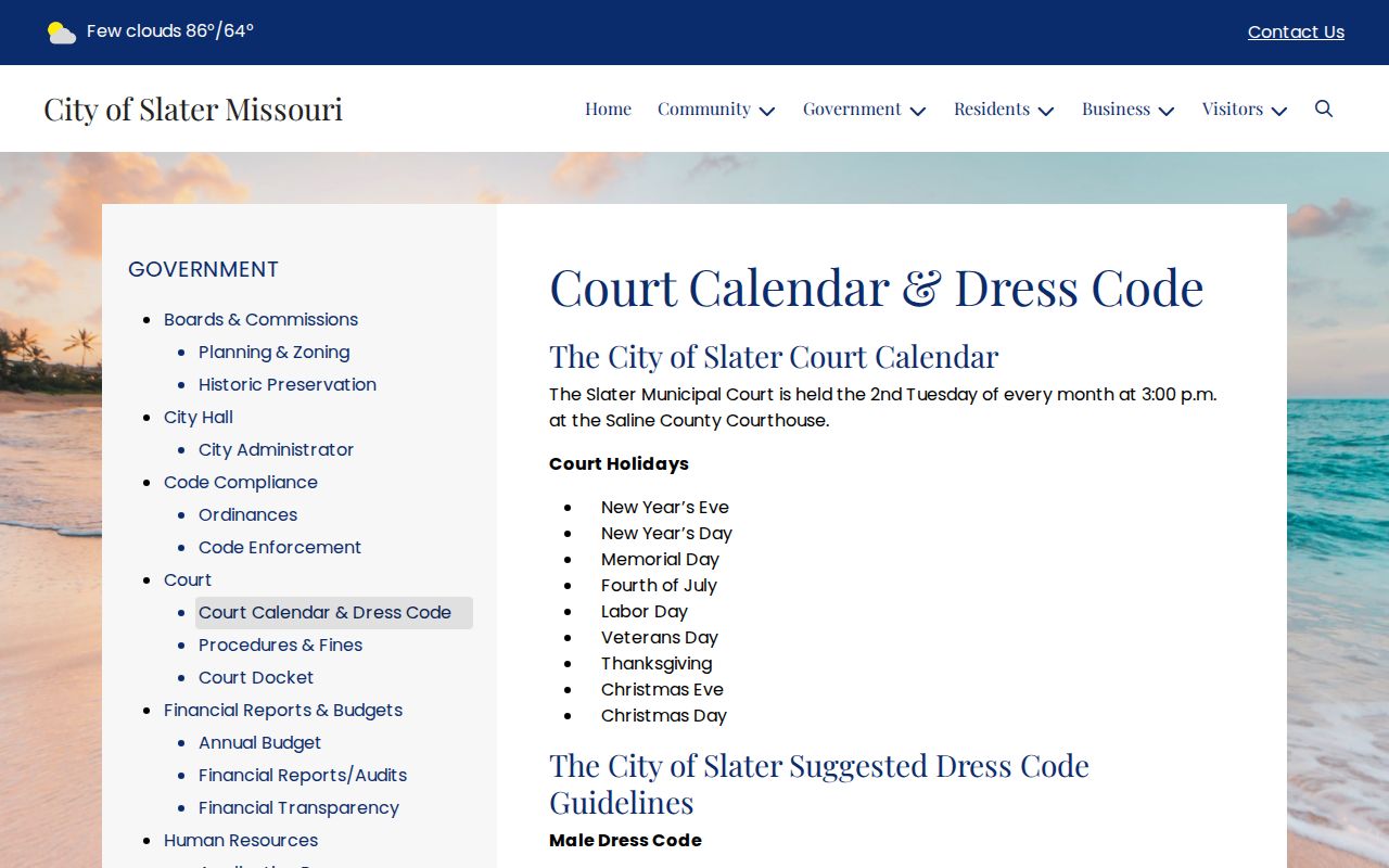 Saline County court calendar Slater municipal court schedule