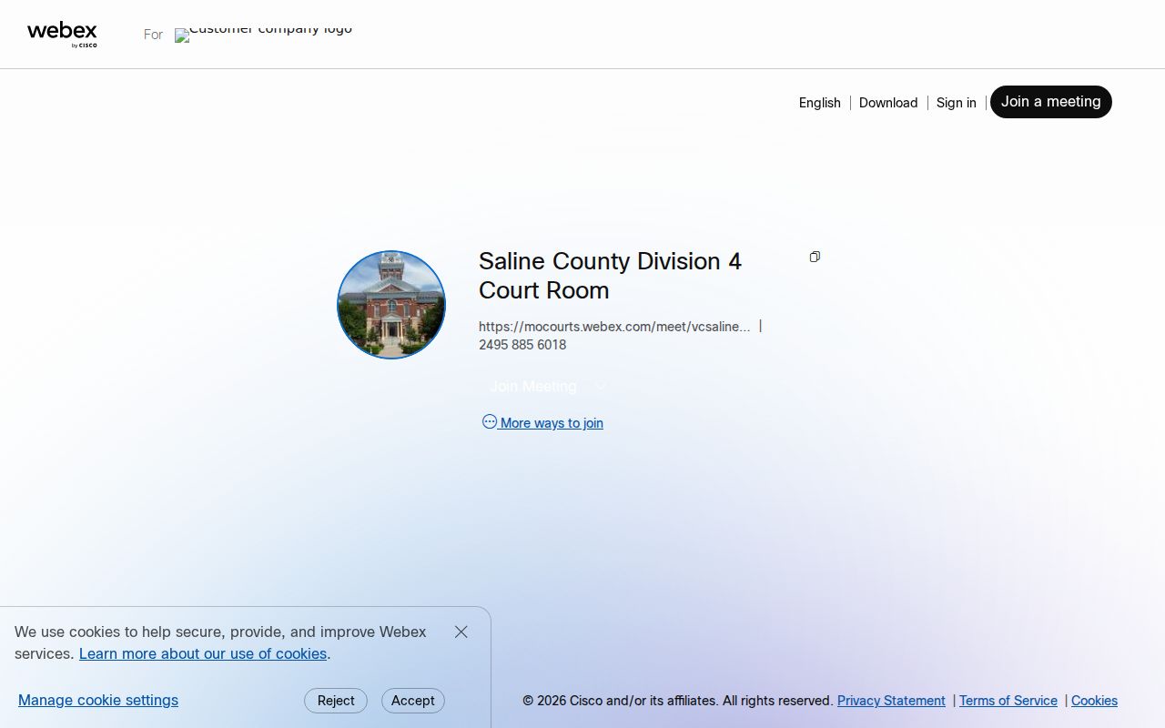 Saline County court calendar Division IV Webex instructions