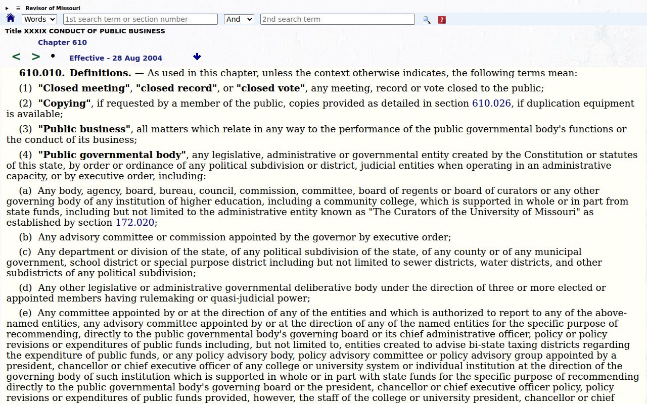 Saline County court docket Missouri public record definition